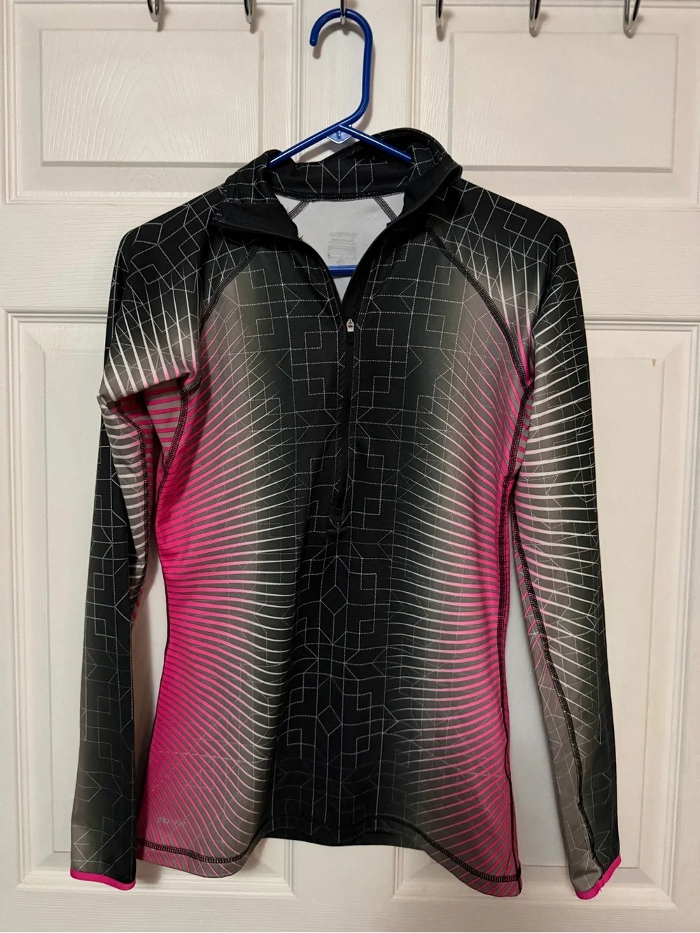 Nike Pro Women’s Black and Pink Long-Sleeve Zip Performance Shirt